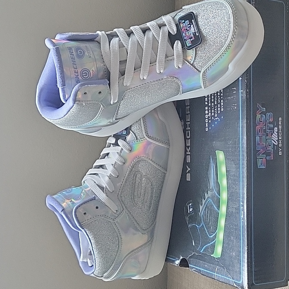 Skechers Energy Lights Ultra shoes kids (girls size 4.5) NEW Glitzy Glow